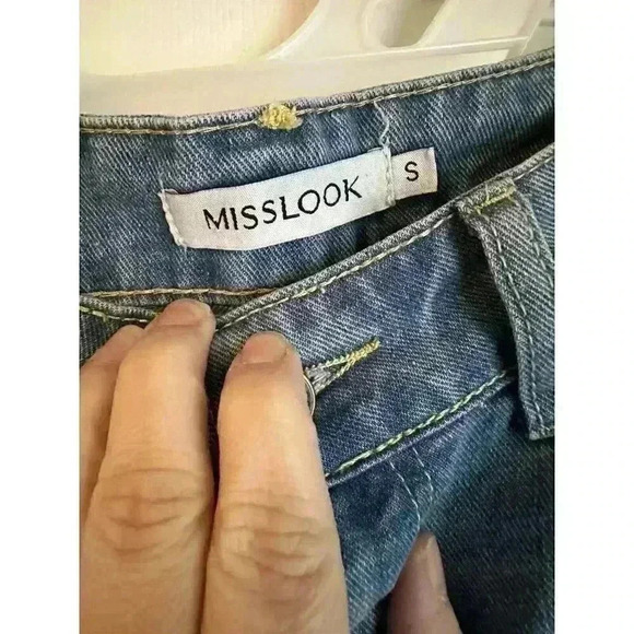 Misslook Women's Large Sunflower Denim Jeans Size S 90s Y2K Vintage Look - Picture 2 of 4